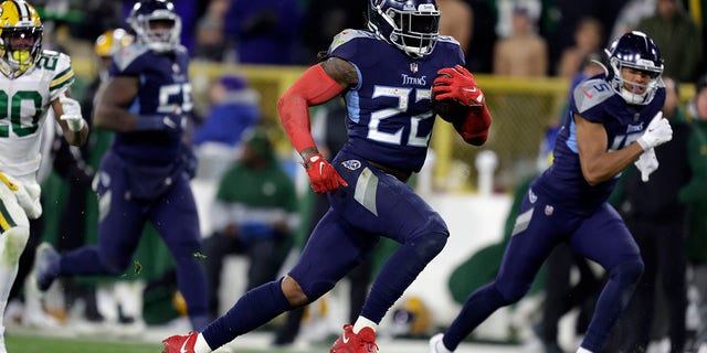 Il running back dei Tennessee Titans Derrick Henry, n.